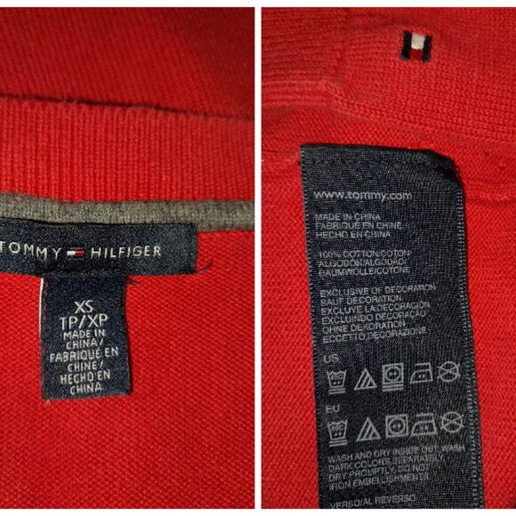 Tommy Hilfiger Women's XS Red Sparkle Sequin Argyle Vneck Sweater Holiday Y2K - Picture 9 of 9